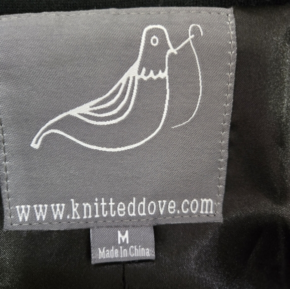 KNITTED DOVE ANTHROPOLOGIE Back and Red Cotton Lined Coat. Size Med - Picture 9 of 13